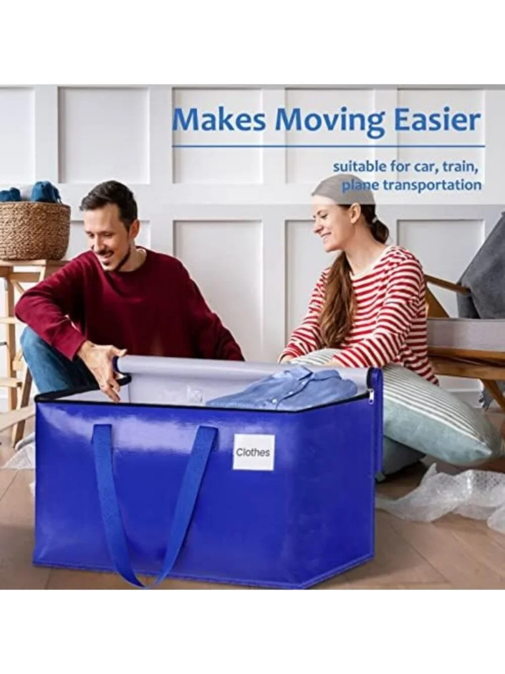Heavy Duty Moving Bags with Sturdy Handles & Zippers - Space-Saving Storage